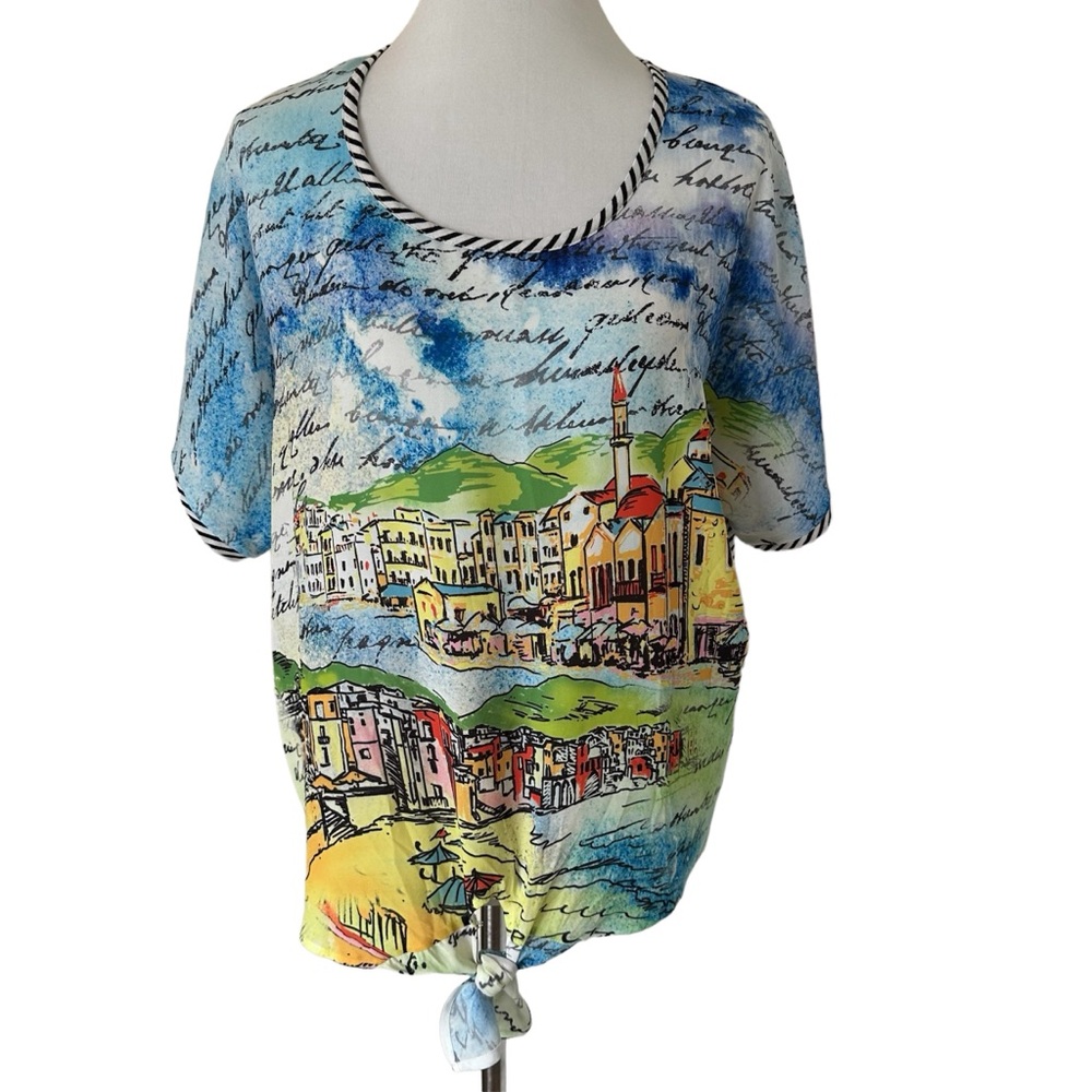 Chico’s Print Top with Front Tie